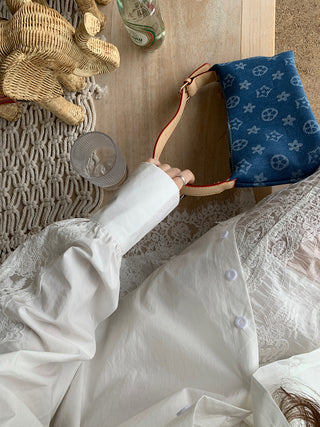 Lace Long Sleeve Shirt with Skirt