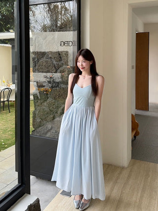 Blue Suspender Skirt Dress