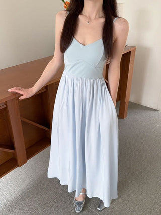 Blue Suspender Skirt Dress