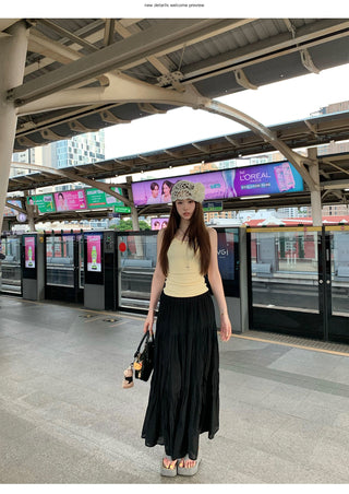 Purple A-Line Pleated Skirt
