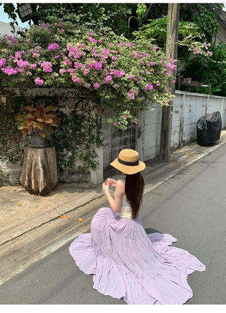 Purple A-Line Pleated Skirt