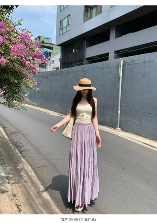 Purple A-Line Pleated Skirt