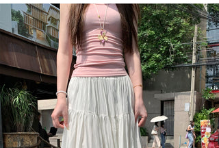Purple A-Line Pleated Skirt
