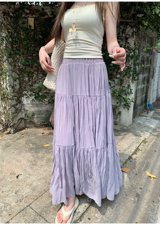 Purple A-Line Pleated Skirt