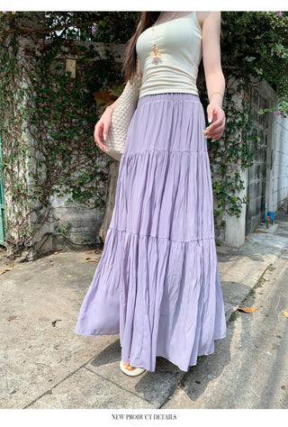 Purple A-Line Pleated Skirt