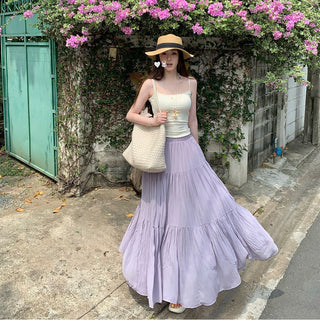 Purple A-Line Pleated Skirt