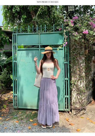 Purple A-Line Pleated Skirt