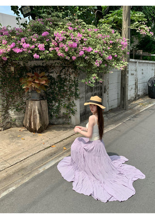 Purple A-Line Pleated Skirt