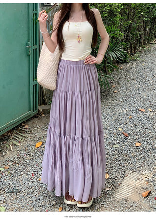 Purple A-Line Pleated Skirt