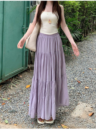 Purple A-Line Pleated Skirt