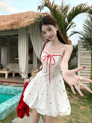 Bow Lace-Up Cardigan with Skirt