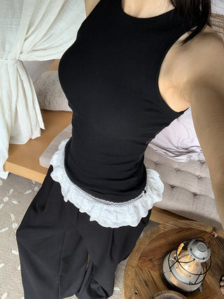 Lace Vest with Black Pants