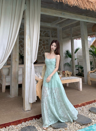 Green Mesh A-Line Skirt Dress