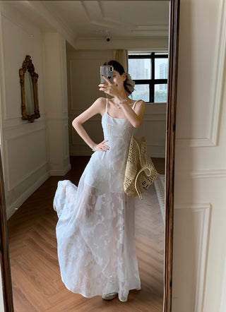 Green Mesh A-Line Skirt Dress