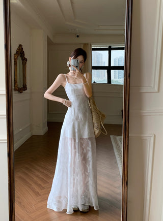 Green Mesh A-Line Skirt Dress