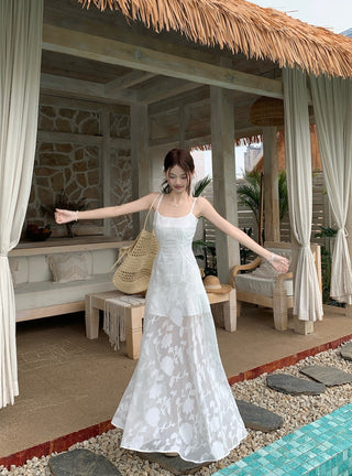 Green Mesh A-Line Skirt Dress