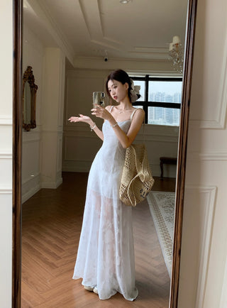 Green Mesh A-Line Skirt Dress