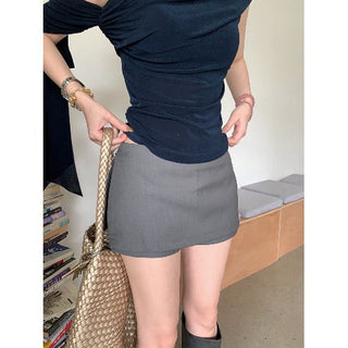 Oblique Shoulder Mesh Top with Culottes