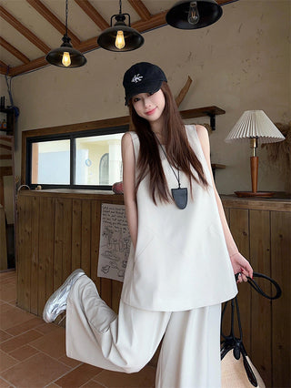 Sleeveless Vest with Wide Pants