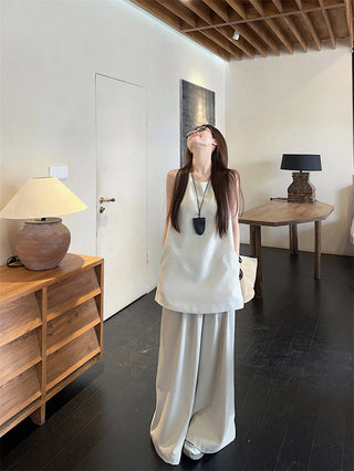 Sleeveless Vest with Wide Pants