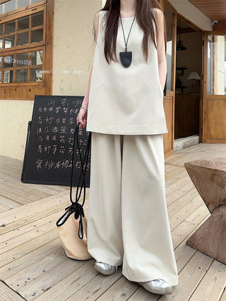 Sleeveless Vest with Wide Pants