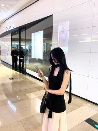 Black Vest with A-Line Skirt