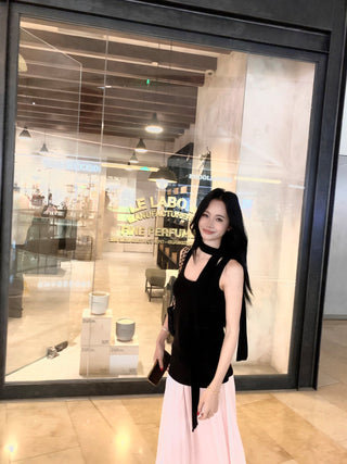 Black Vest with A-Line Skirt