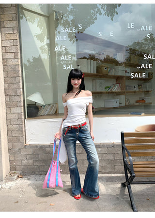 Black Ribbon Off-Shoulder Top