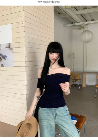 Black Ribbon Off-Shoulder Top