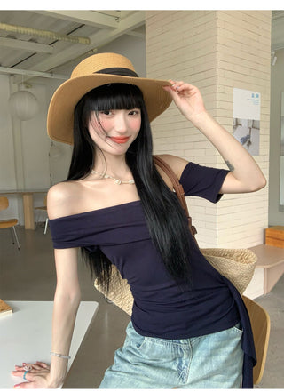 Black Ribbon Off-Shoulder Top