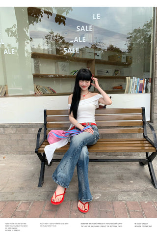 Black Ribbon Off-Shoulder Top