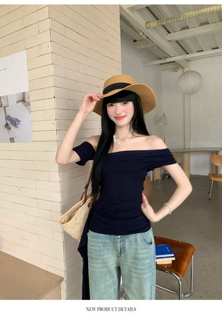 Black Ribbon Off-Shoulder Top