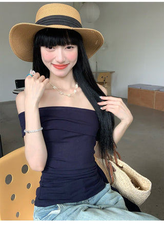 Black Ribbon Off-Shoulder Top