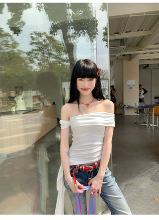 Black Ribbon Off-Shoulder Top