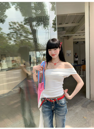 Black Ribbon Off-Shoulder Top