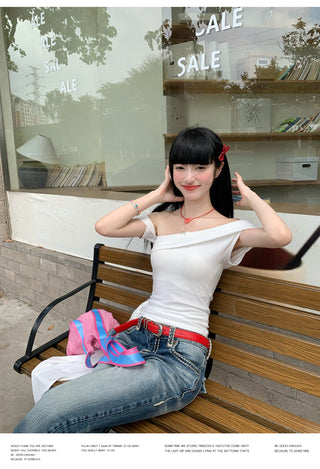 Black Ribbon Off-Shoulder Top