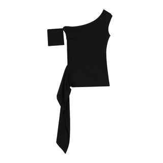 Black Ribbon Off-Shoulder Top