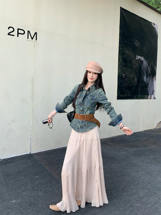 Denim Coat with Skirt