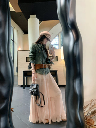 Denim Coat with Skirt