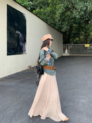 Denim Coat with Skirt