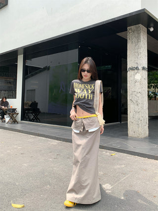 Letter Print Top with Skirt
