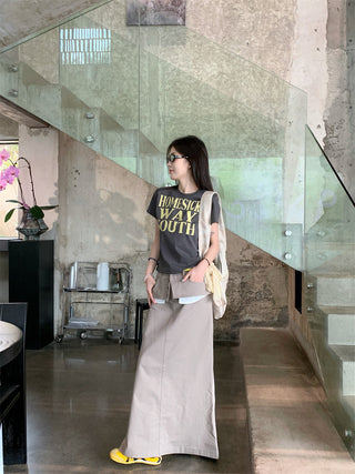 Letter Print Top with Skirt