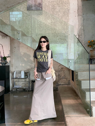 Letter Print Top with Skirt