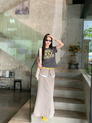Letter Print Top with Skirt