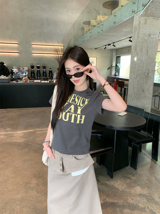 Letter Print Top with Skirt