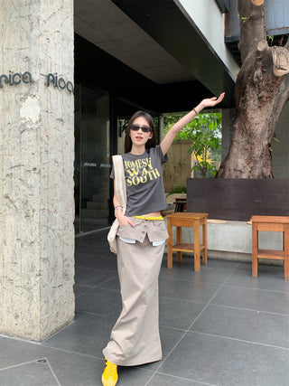 Letter Print Top with Skirt