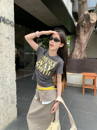 Letter Print Top with Skirt