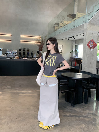 Letter Print Top with Skirt