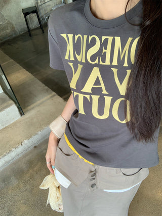 Letter Print Top with Skirt