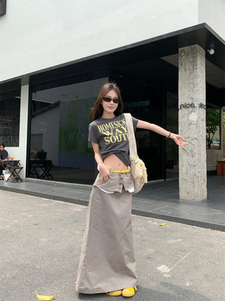 Letter Print Top with Skirt